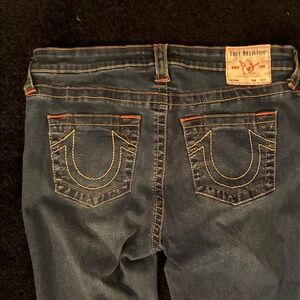 True Religion Women's Dark Blue Stretch Skinny Jeans 32 Measure 33”/31”